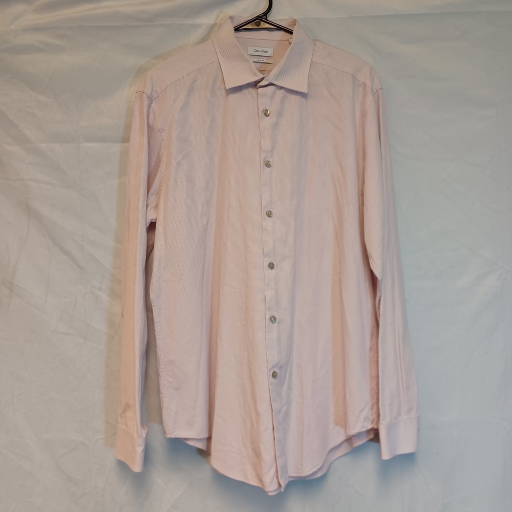 Mens Calvin Klein Slim Fit  Long Sleeve Shirt 17 Neck‎ 34/35 Chest